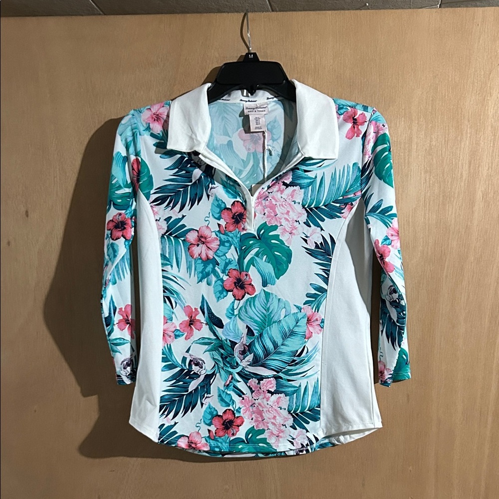 NWT Tommy Bahama Pastel Floral Women’s Golf and Tennis Shirt